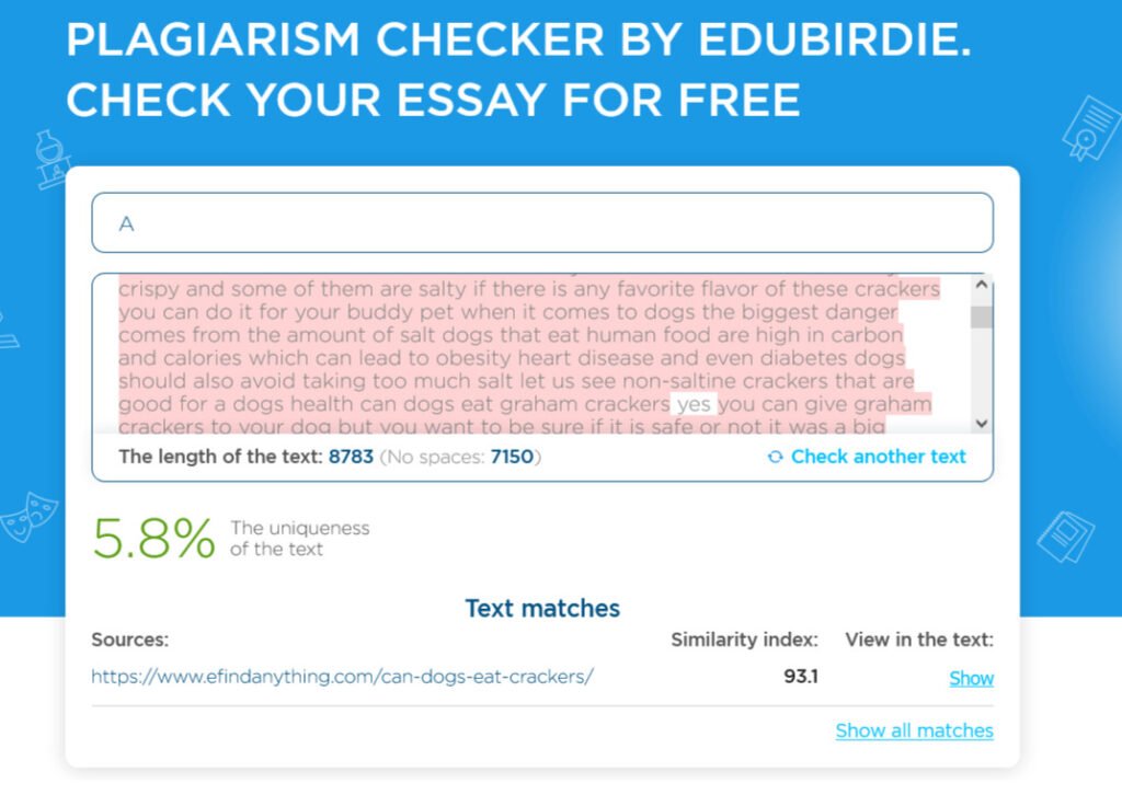 Free Plagiarism checker by EduBirdie