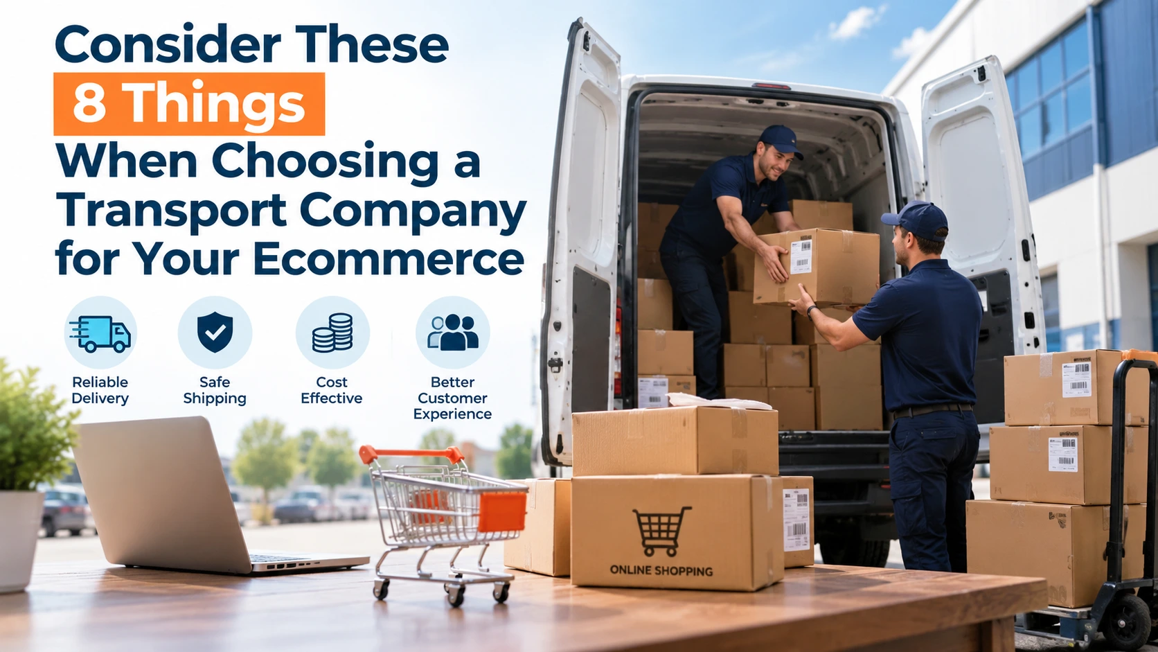 Transport company delivering ecommerce packages for online businesses