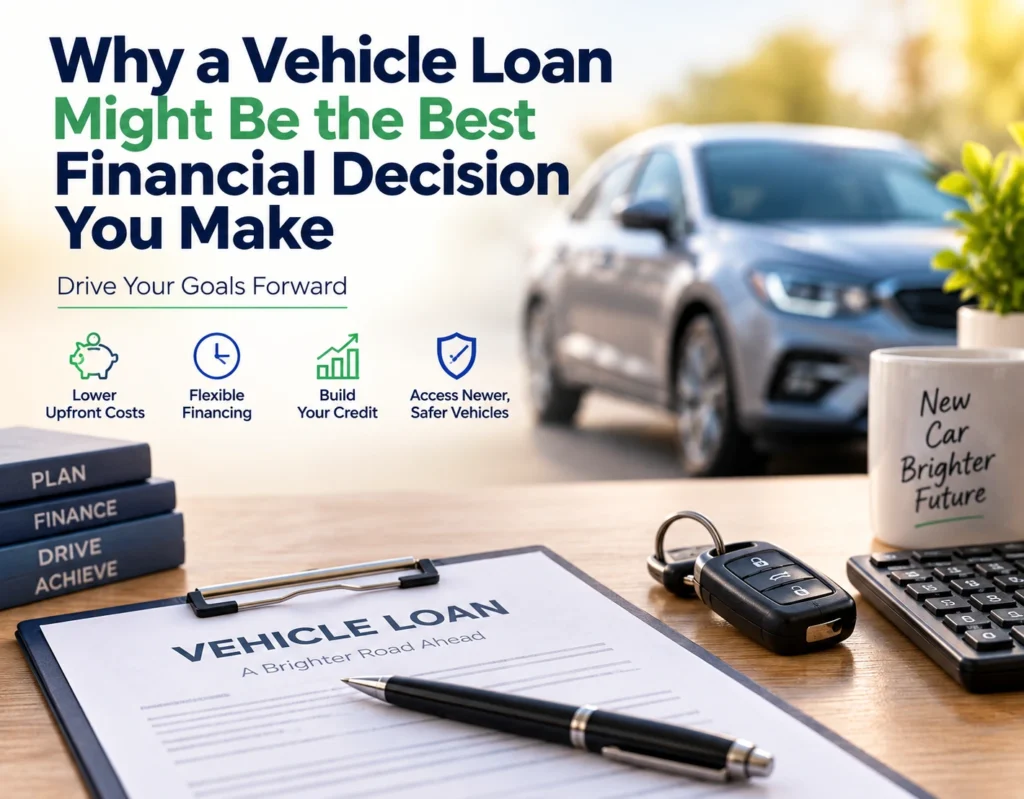 Vehicle loan and car finance financial decision with a modern car