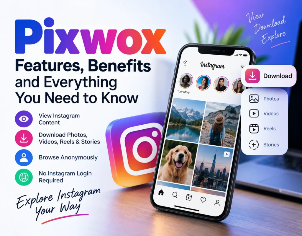 Pixwox features and benefits for viewing and downloading Instagram content