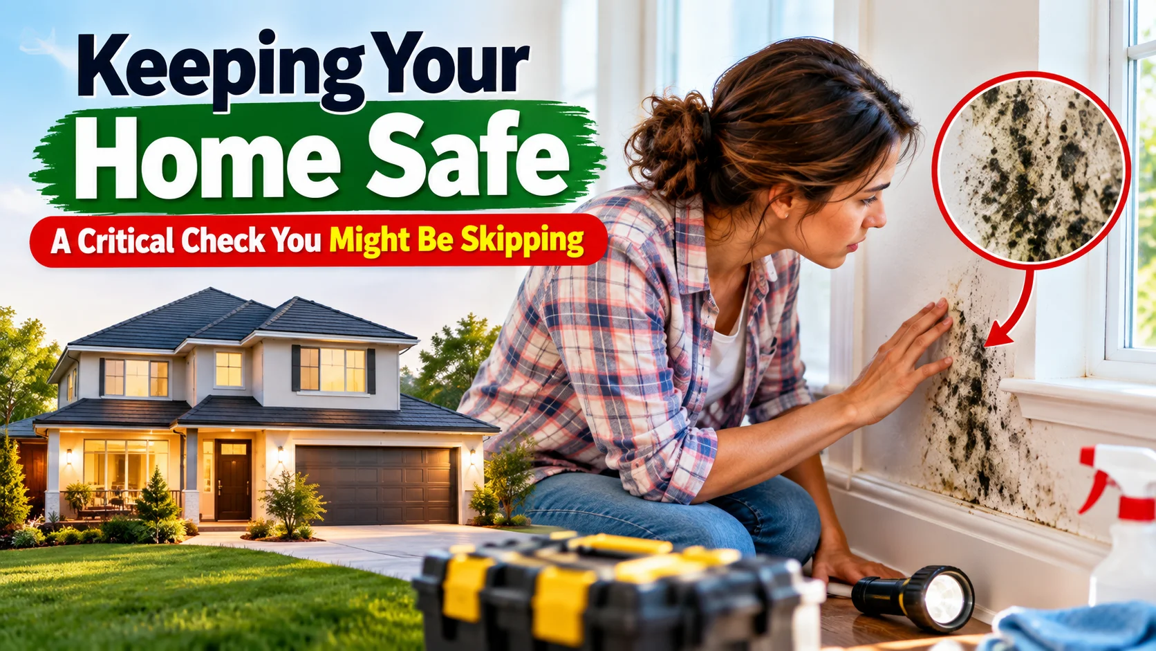 Keeping your home safe with a homeowner inspecting mold growth and moisture damage indoors