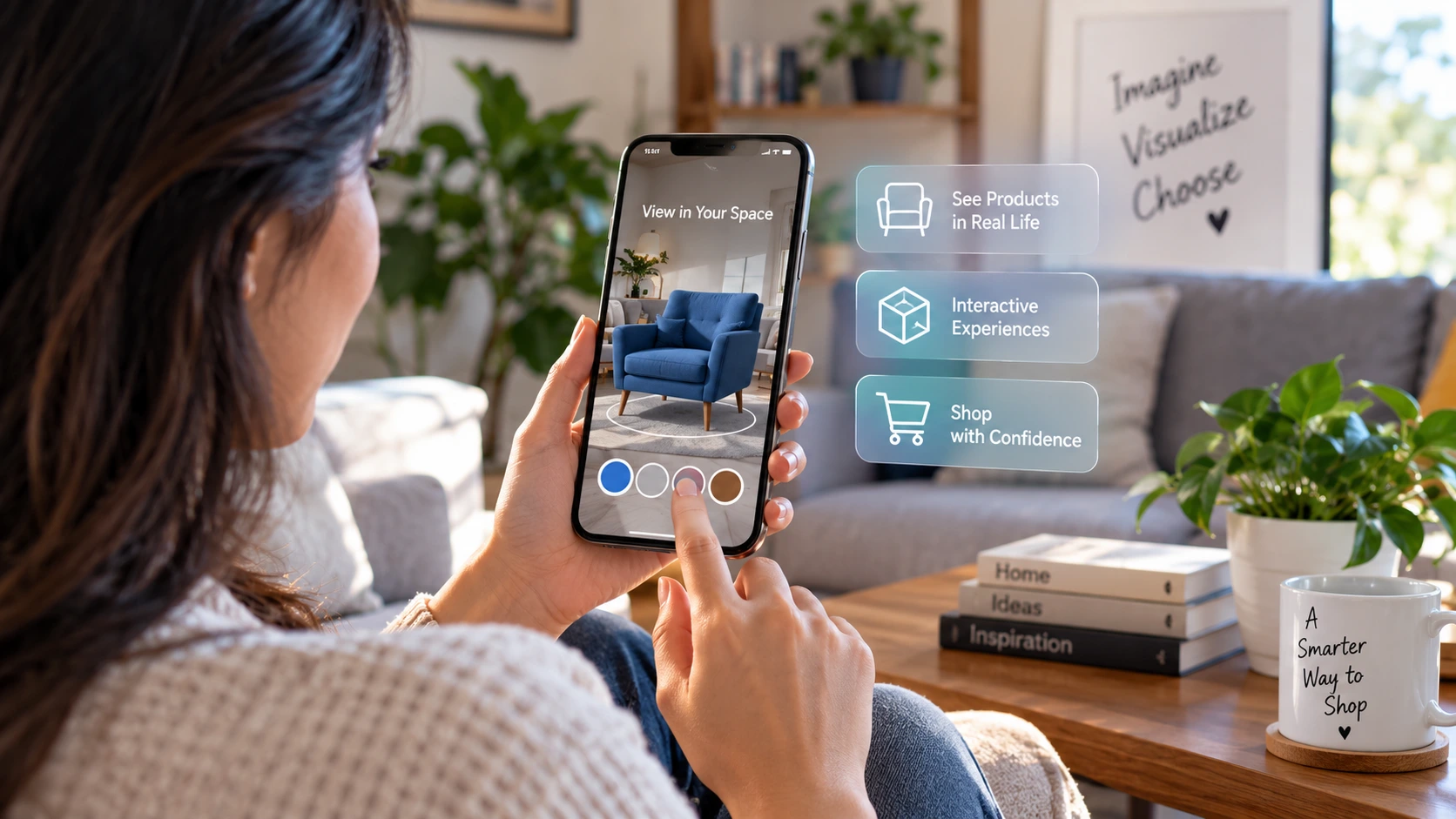 Augmented reality product visualization helping customers view furniture in their space