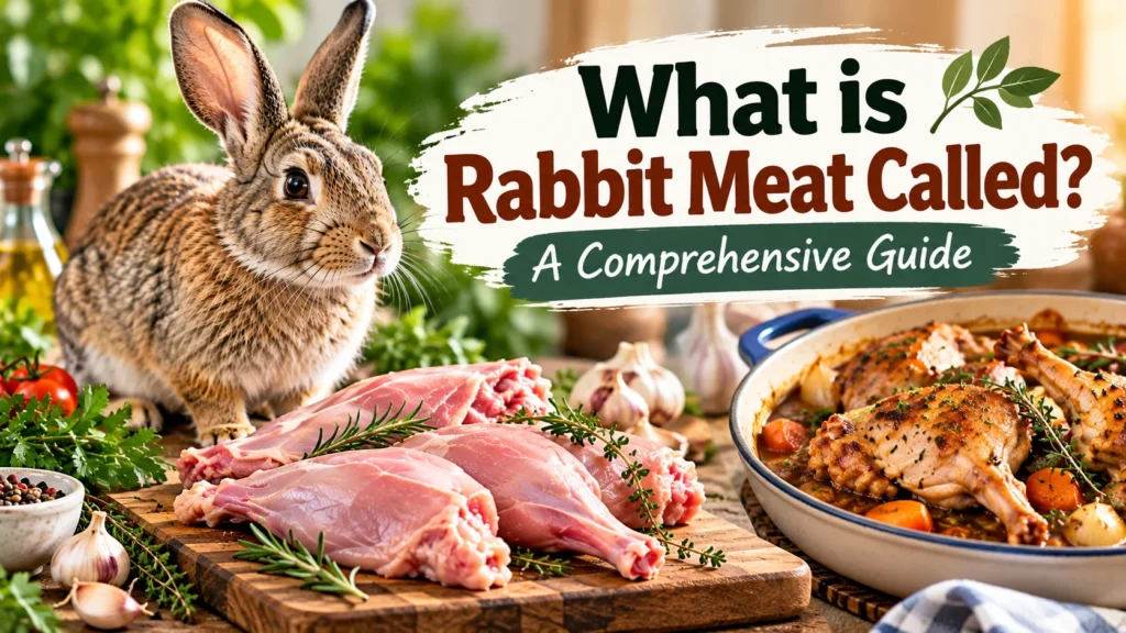What is rabbit meat called with rabbit, fresh rabbit meat, herbs, and cooked rabbit dish