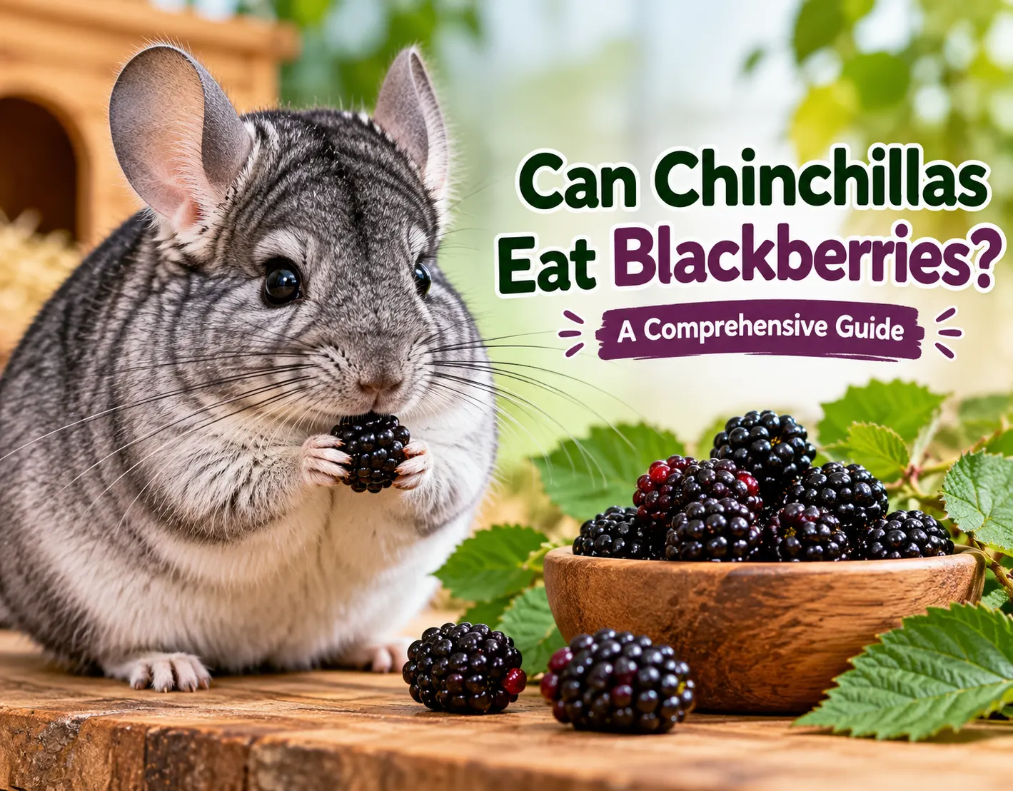 Can chinchillas eat blackberries? A chinchilla eating a blackberry
