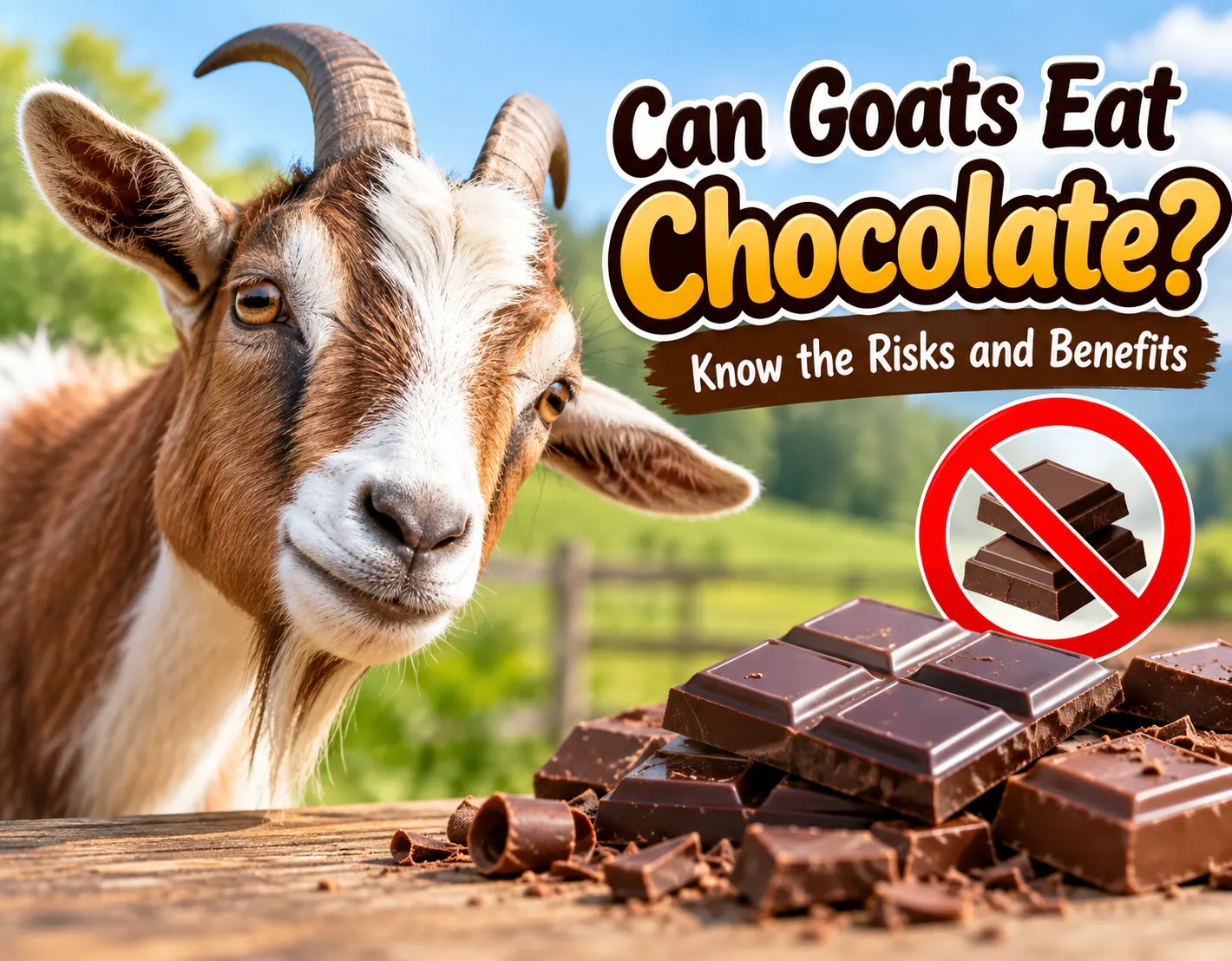 Can goats eat chocolate? A goat near chocolate showing the risks of feeding chocolate to goats