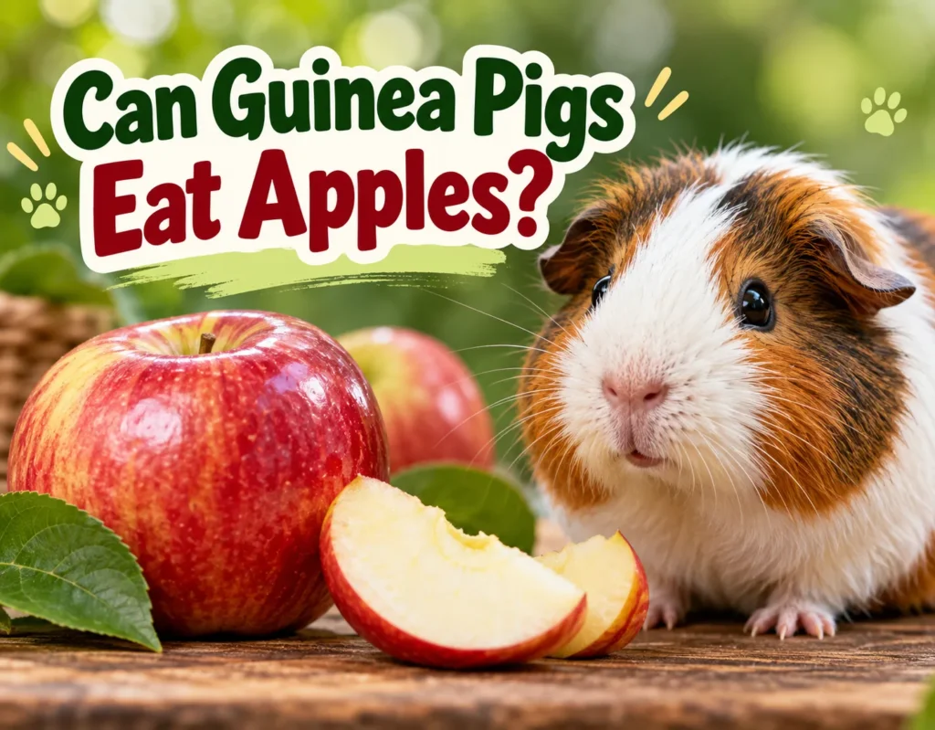 Can Guinea Pigs Eat Apples? A guinea pig with fresh apples