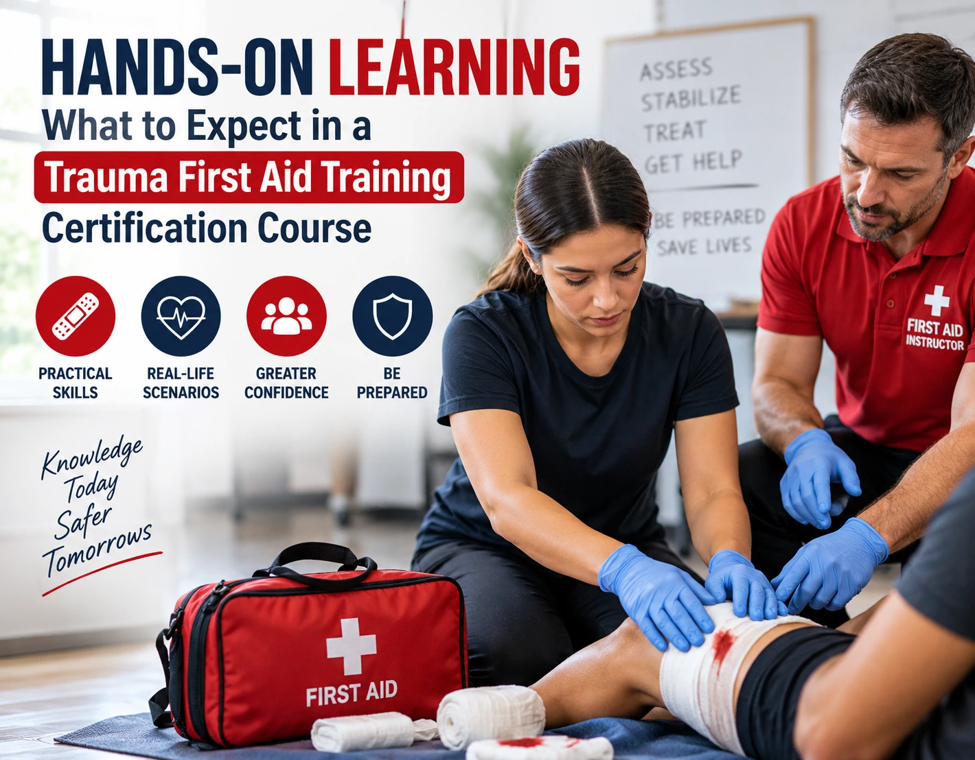 Trauma first aid training certification course with hands-on emergency response practice