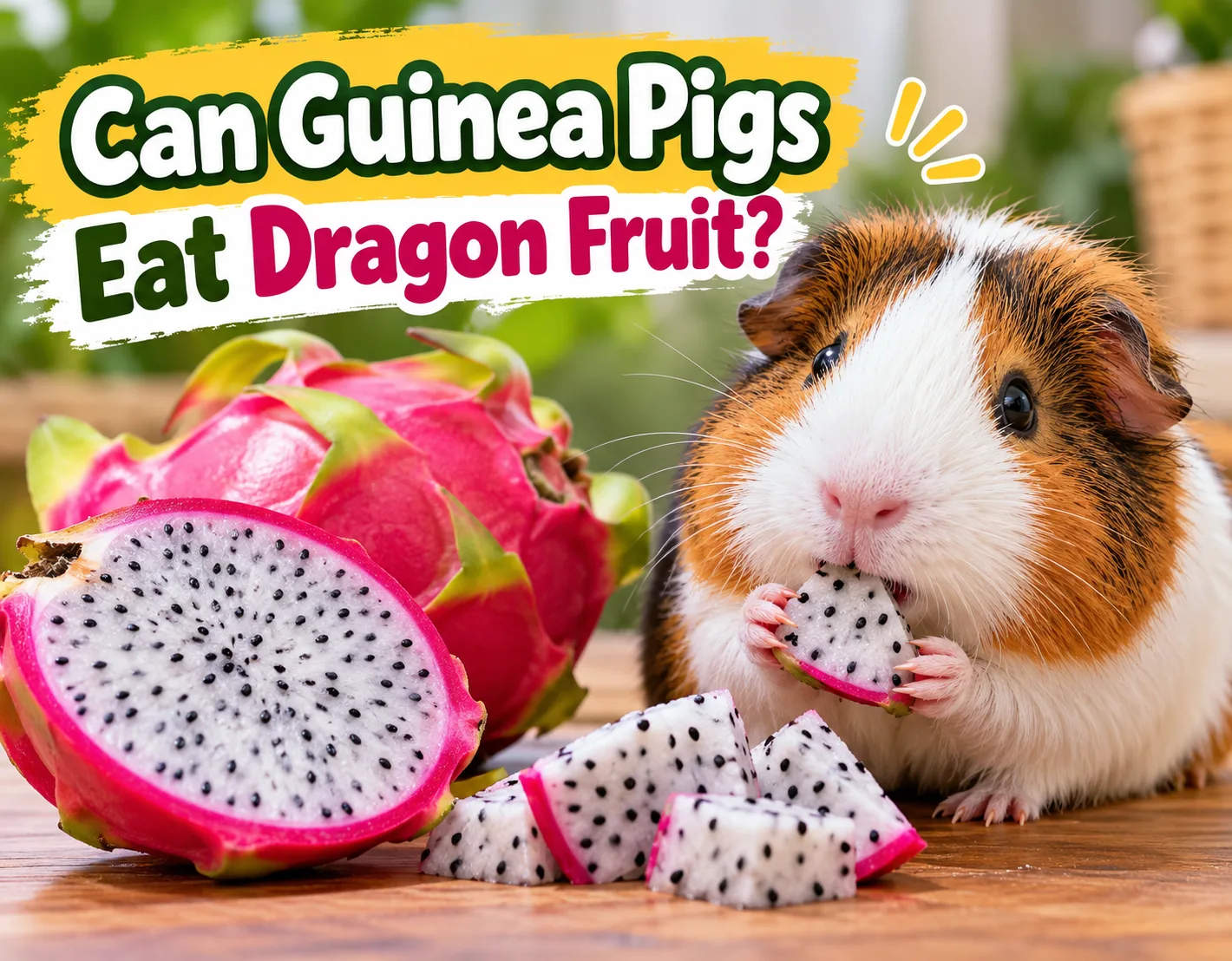 Can guinea pigs eat dragon fruit? A guinea pig eating fresh dragon fruit