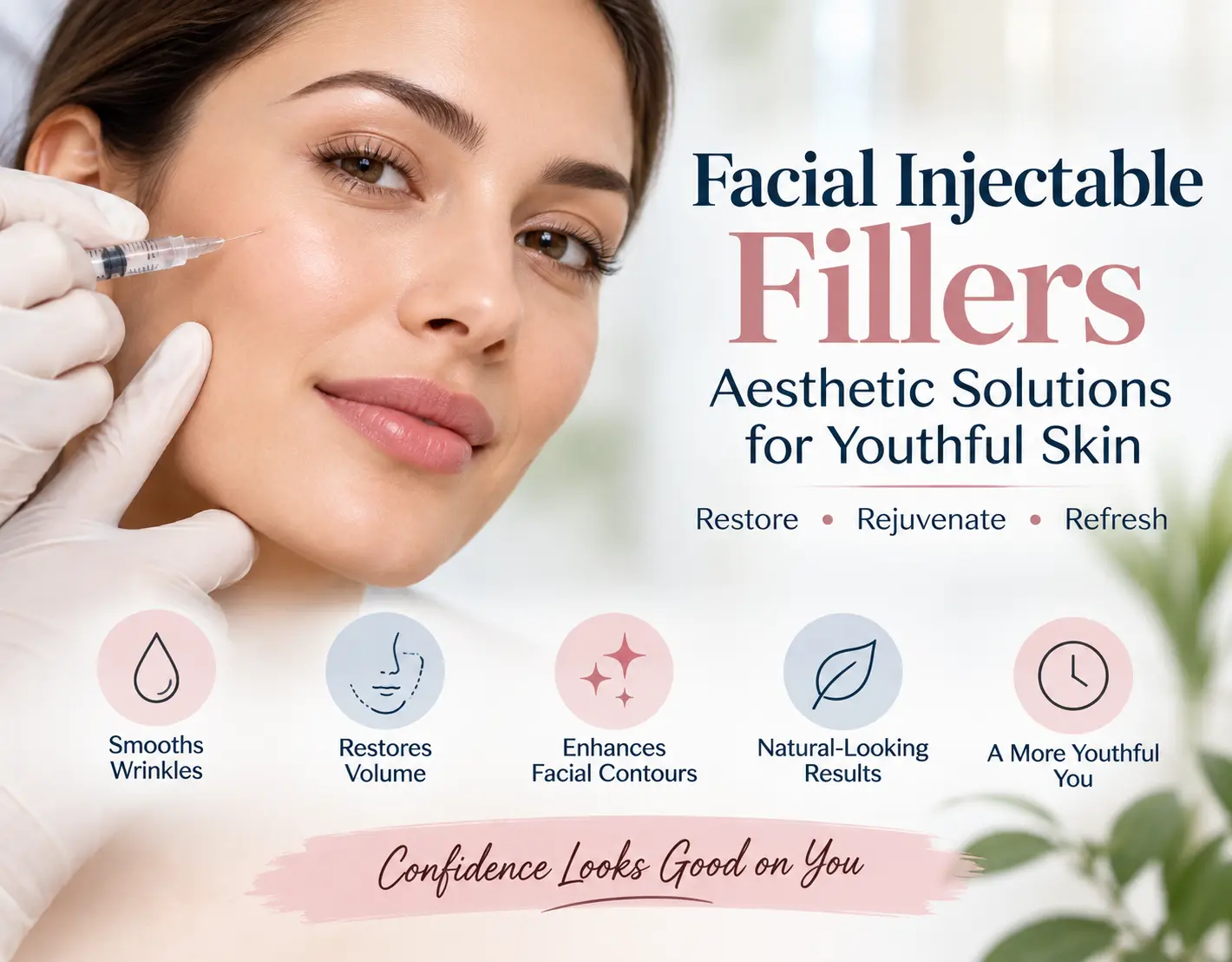 Facial injectable fillers for youthful and smoother-looking skin