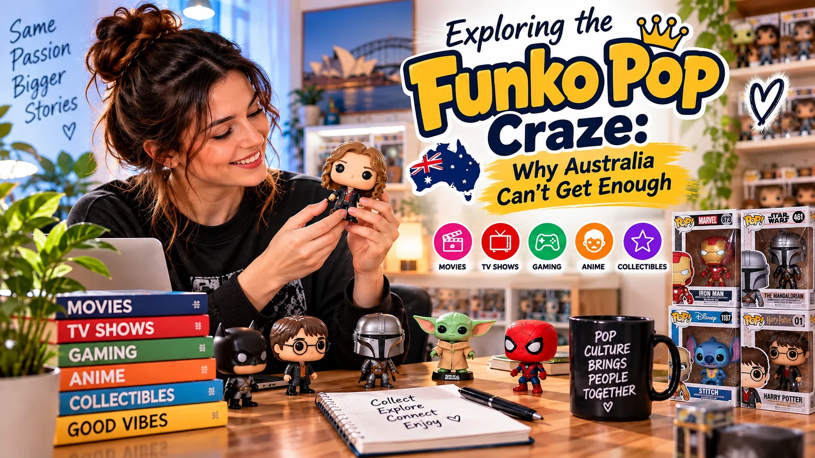 Exploring the Funko Pop craze in Australia with a collector surrounded by collectible figures
