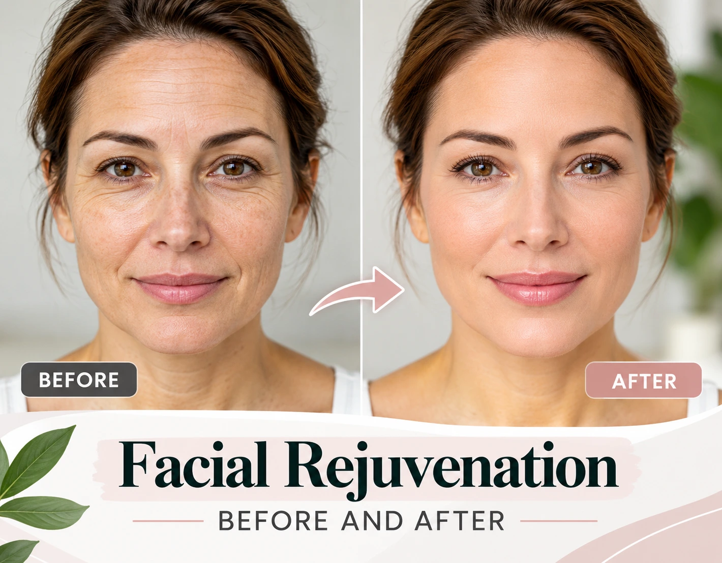 Facial rejuvenation before and after results showing smoother and brighter-looking skin