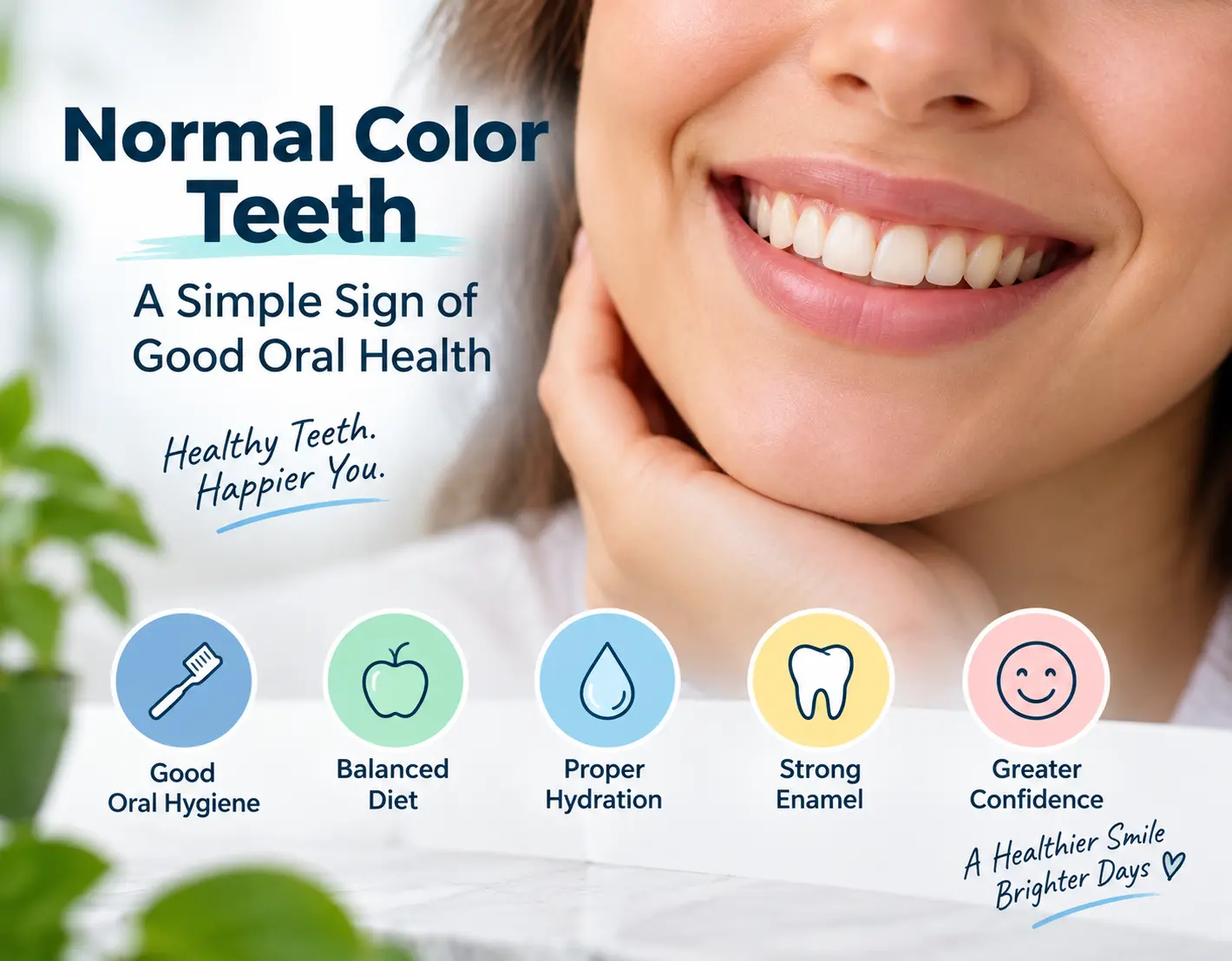 Normal color teeth and good oral health