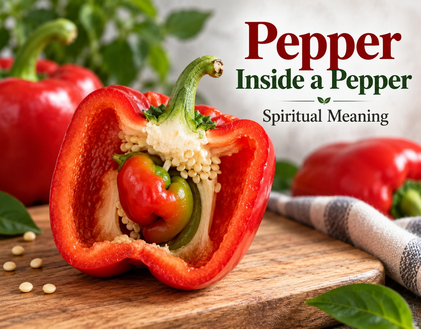 Red pepper with a smaller pepper growing inside it