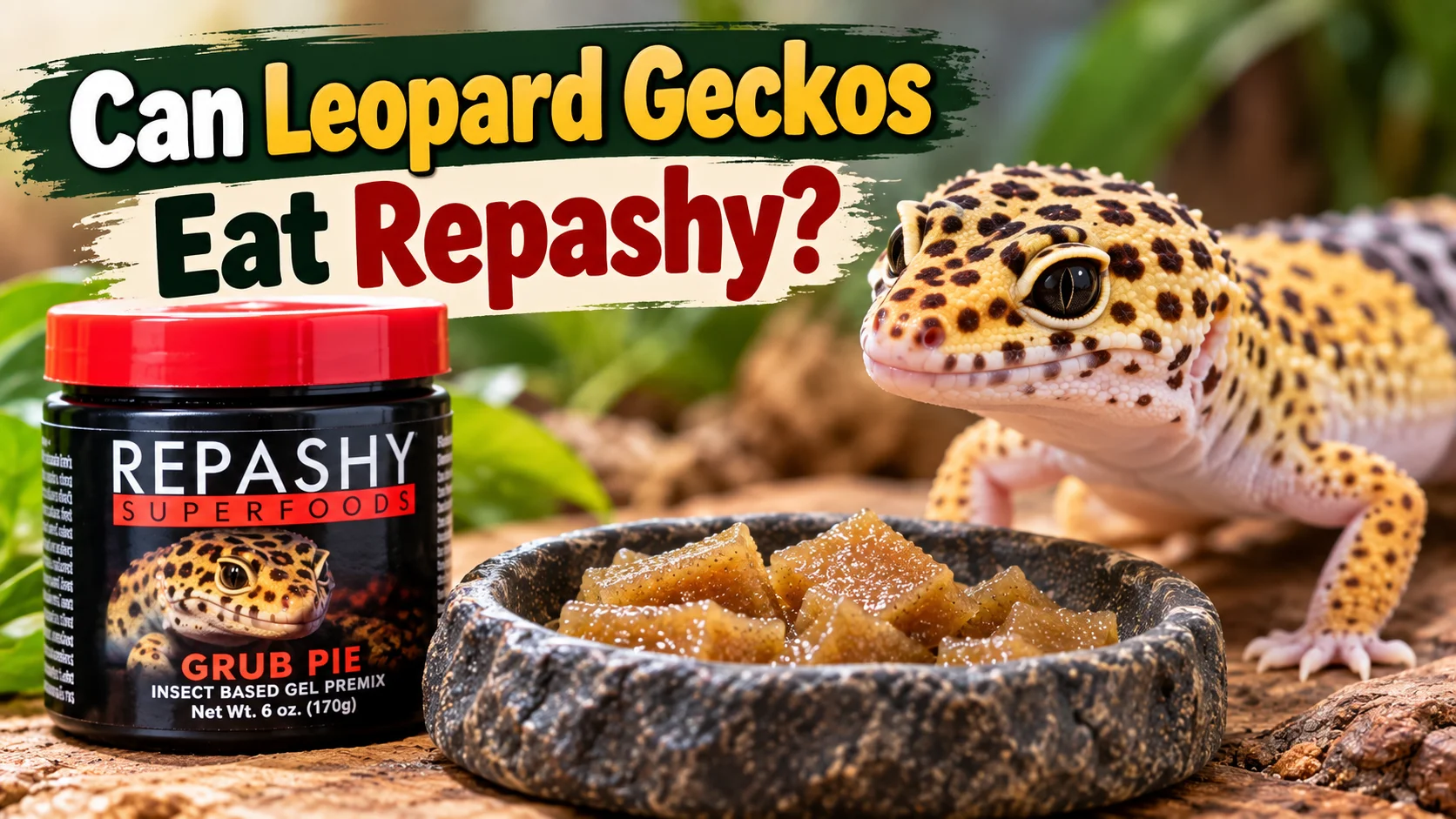 Can Leopard Geckos Eat Repashy? Leopard gecko with Repashy Grub Pie food