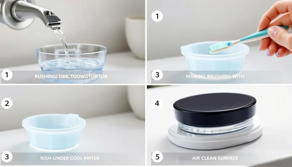 Step-by-step process of cleaning a clear night guard at home