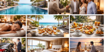 Luxury hotel facilities including infinity pool, spa services, gourmet dining, and premium guest amenities