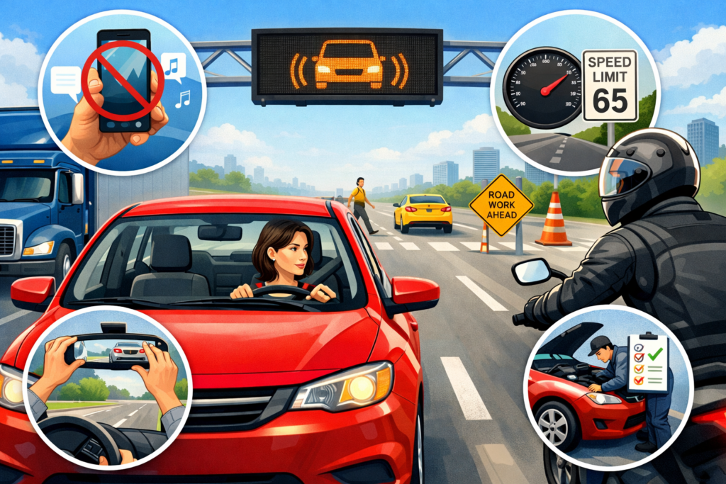 everyday drivers practicing safe driving habits on modern roads