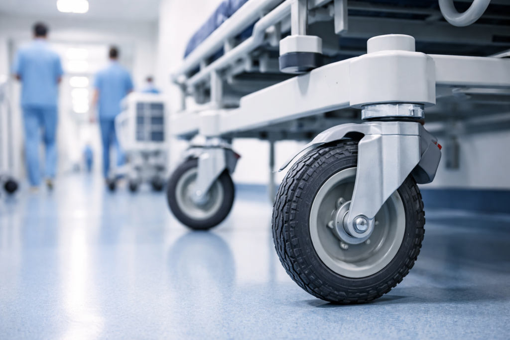 caster and pneumatic wheels for healthcare equipment