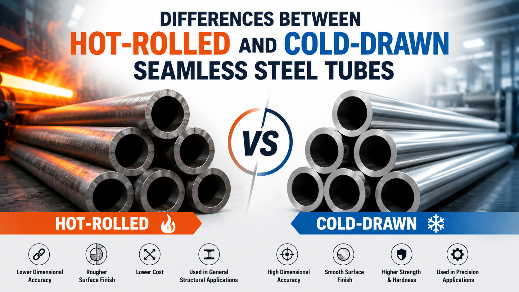 hot-rolled vs cold-drawn seamless steel tubes