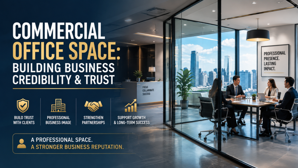 Modern commercial office space helping businesses build credibility and strengthen professional brand image.
