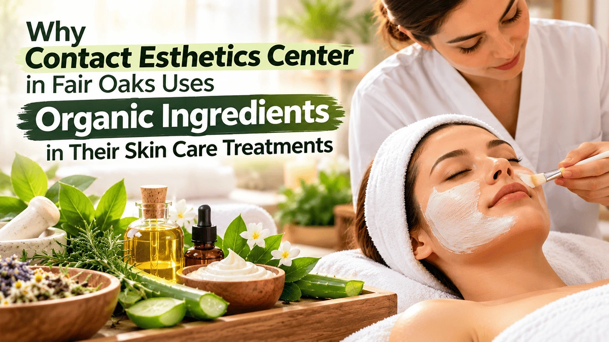 Esthetician applying a facial mask with botanical skincare ingredients at a spa in Fair Oaks