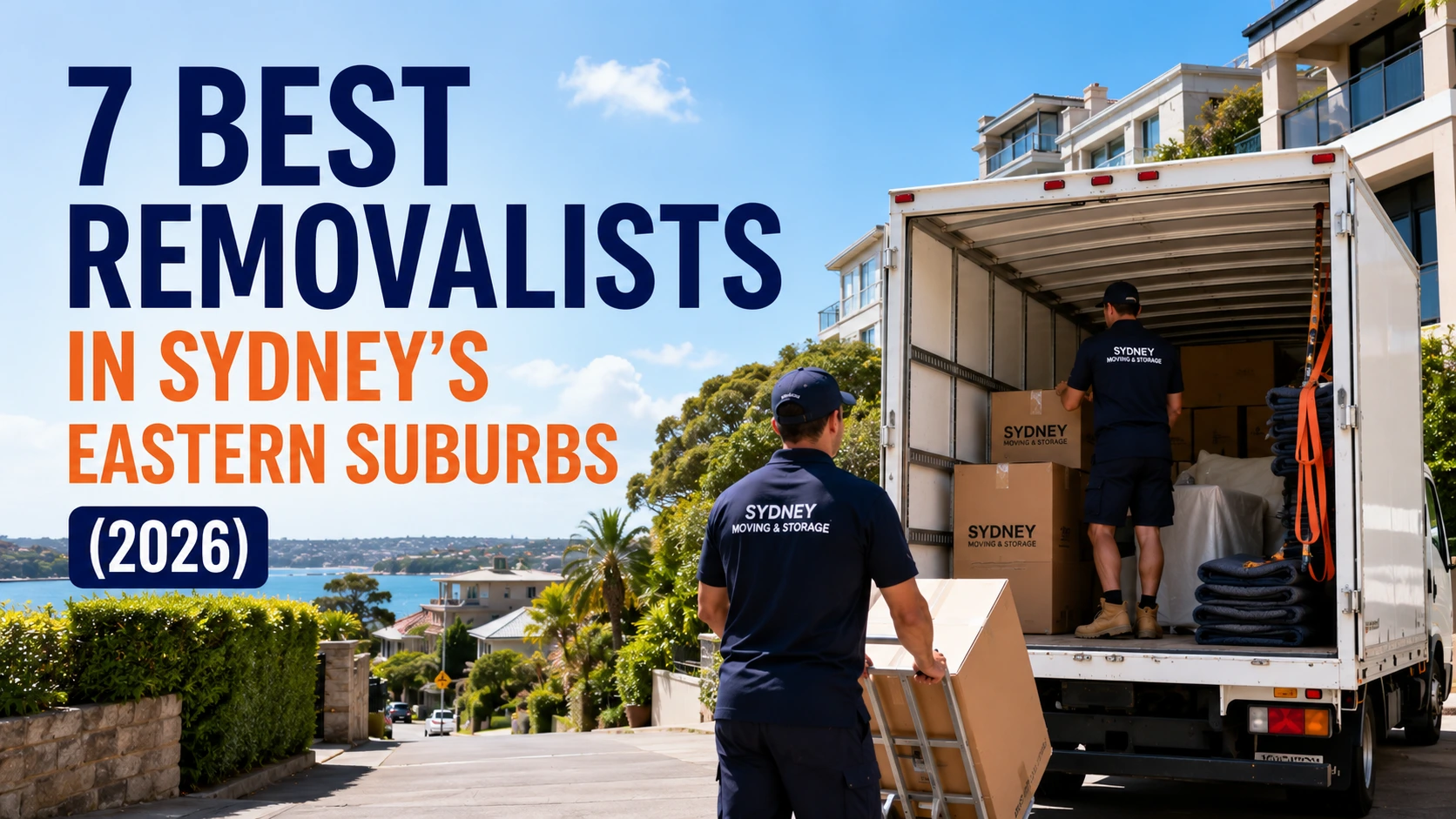 Professional movers loading a moving truck outside a modern home in Sydney's Eastern Suburbs, representing the 7 best removalists in Sydney for 2026.