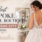 Featured image showing a bride in a luxury wedding gown inside a bespoke bridal boutique in Kansas City with elegant bridal dresses and the title 7 Best Bespoke Bridal Boutiques in Kansas City (2026).