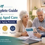 Featured image showing an elderly couple consulting with an aged care advisor about home care options, ACAT assessments, financial planning, and support services for aging parents.