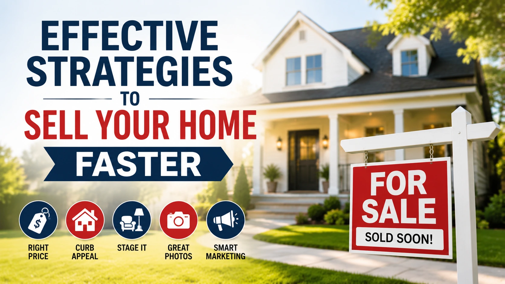 Featured image showing a modern house for sale with real estate marketing strategies to help homeowners sell their home faster