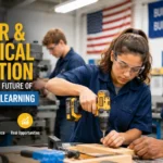 Career and Technical Education students learning practical job skills in a modern vocational training classroom.