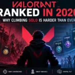 Valorant Ranked 2026 showing why solo climbing is harder than ever with rank tiers, MMR progression, and competitive matchmaking illustration.