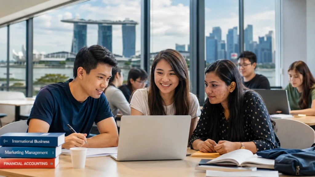 International students studying for a bachelor’s degree in Singapore