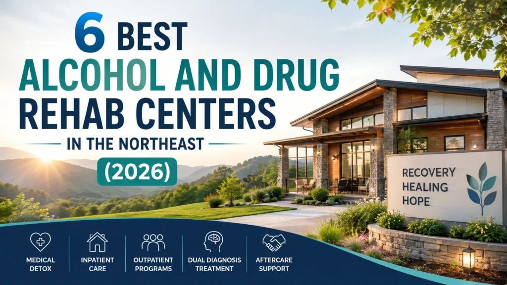 Modern alcohol and drug rehabilitation center in the Northeast with a welcoming recovery facility, representing the top rehab centers for detox, inpatient treatment, outpatient care, and addiction recovery in 2026.
