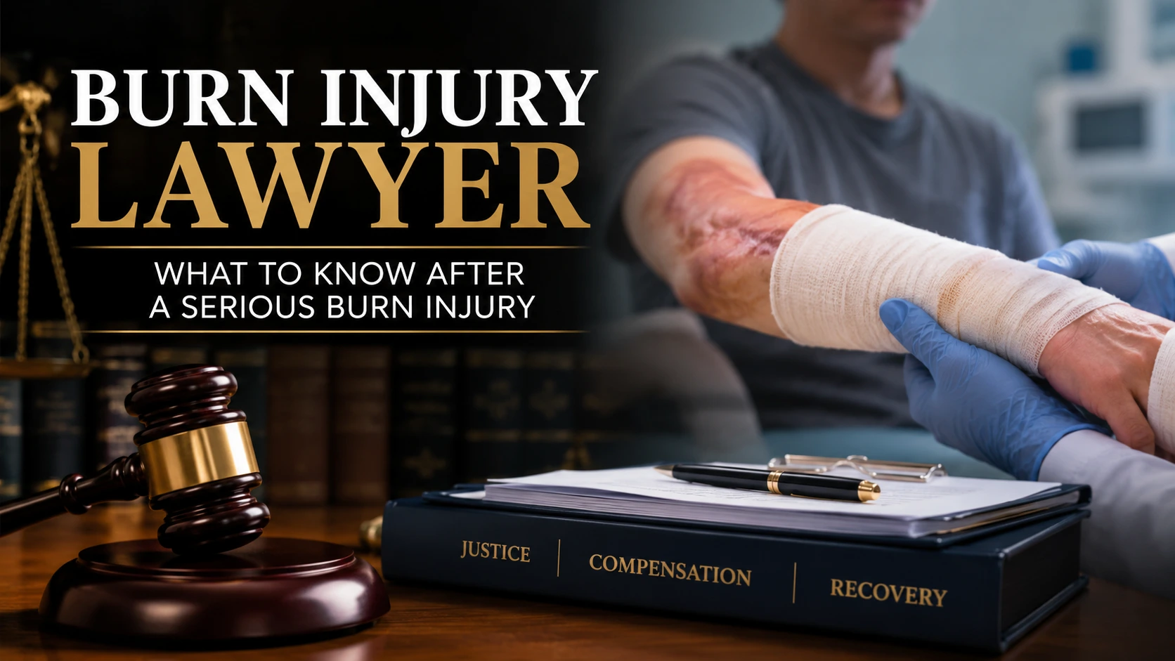 Burn injury lawyer helping a victim after a serious burn injury