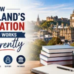 How Scotland's education system works differently, featuring Edinburgh, Scottish flag and education materials