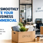 How to smoothly relocate a home business to a commercial space with office moving boxes and a modern workspace