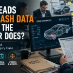 Crash data specialist analyzing vehicle accident evidence before a personal injury lawyer reviews the case