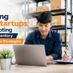 Thai startup entrepreneurs using flexible inventory management and warehouse storage solutions to support e-commerce business growth and scalable logistics.