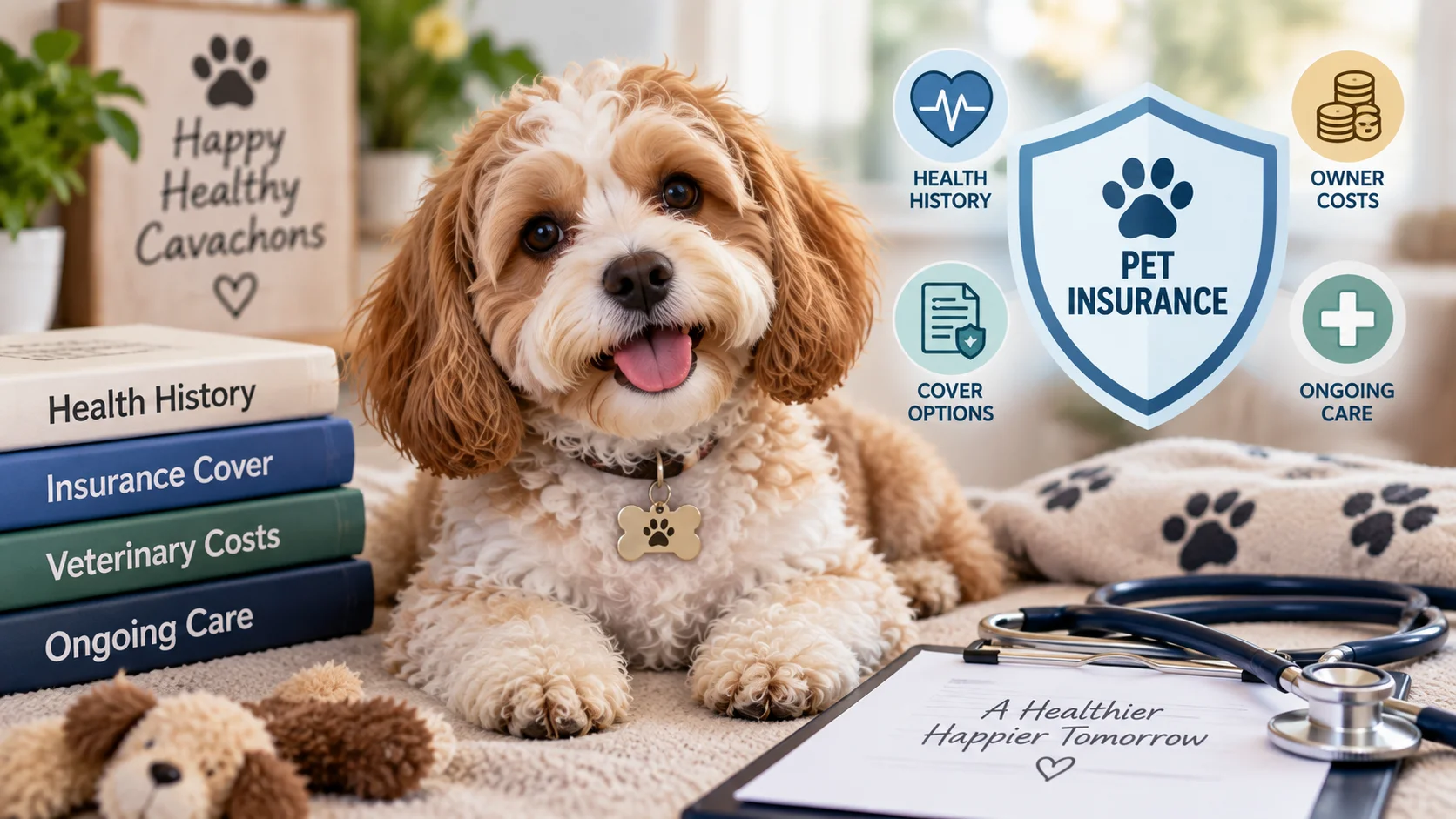 Cavachon pet insurance guide showing health history, cover options, ongoing care, and owner costs