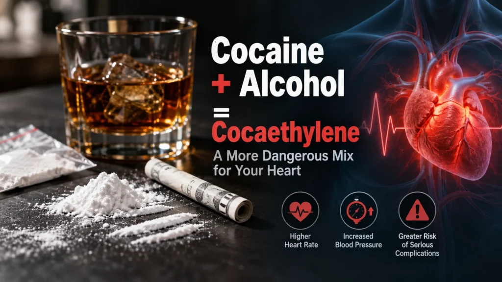 Cocaine and alcohol mixing produces cocaethylene and increases risks to the heart
