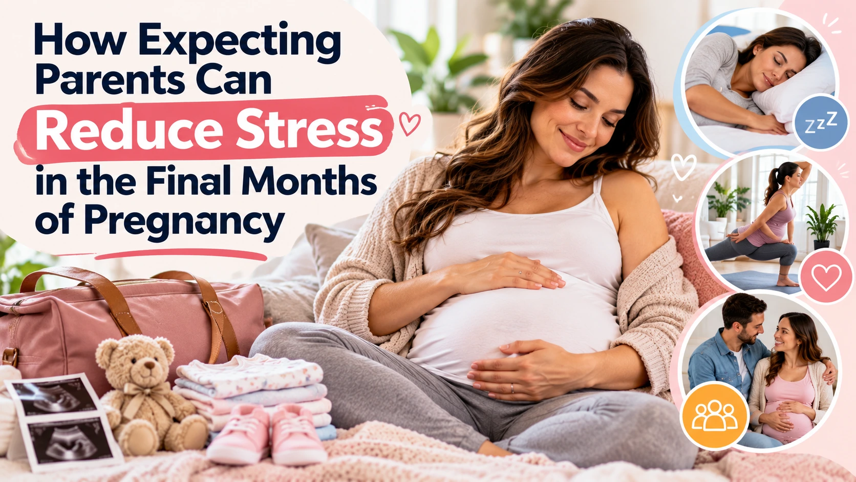 Expecting mother relaxing during the final months of pregnancy while preparing for a stress-free birth
