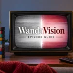 WandaVision episode guide featuring nine episodes and season details on a vintage television