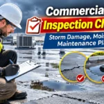 Commercial roof inspection checklist for storm damage, moisture detection, and maintenance planning