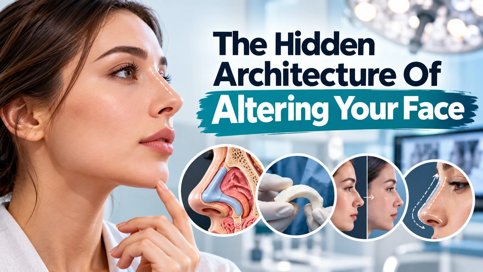 The hidden architecture of altering your face through rhinoplasty, showing nasal anatomy, cartilage grafting, and facial reshaping