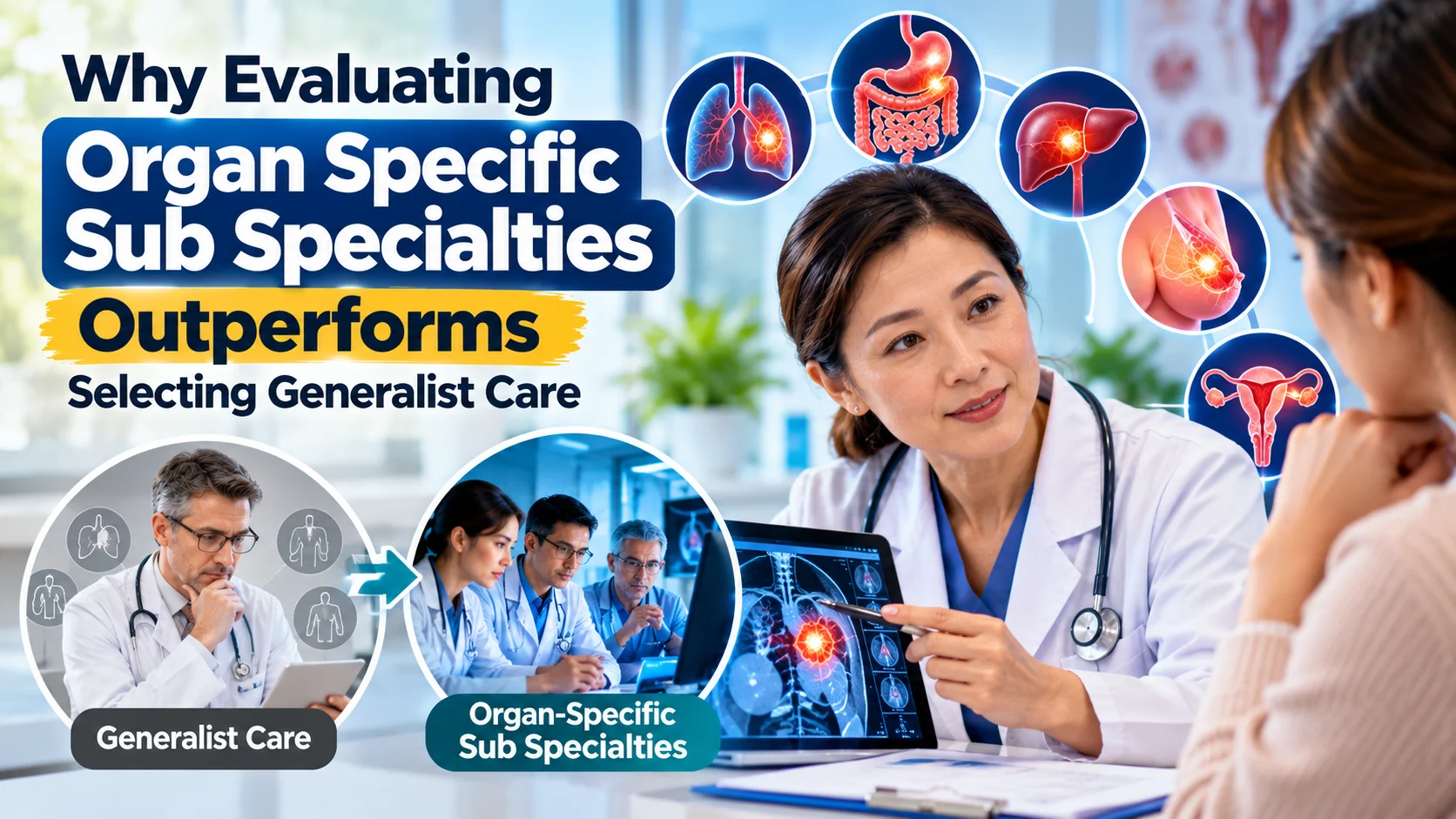 Organ-specific cancer sub-specialist care compared with generalist medical care during a patient consultation
