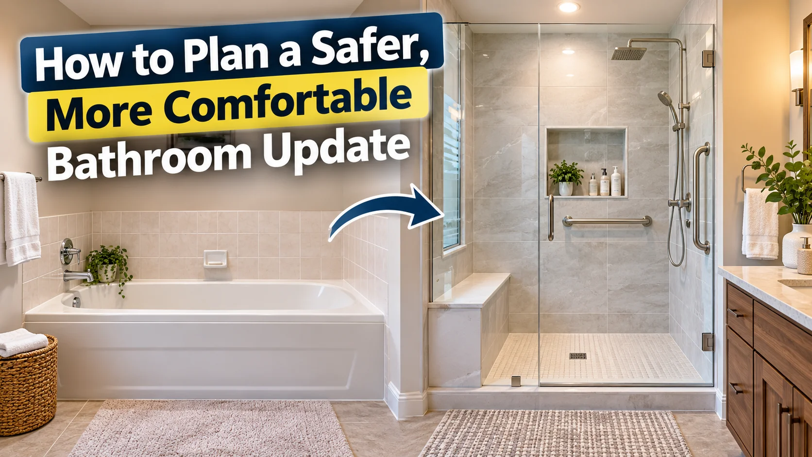 Safer and more comfortable bathroom update with a tub-to-shower conversion