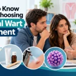 What to know before choosing genital wart treatment with a doctor discussing treatment options with a couple