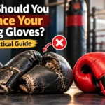 Worn and new boxing gloves compared to show when boxing gloves should be replaced